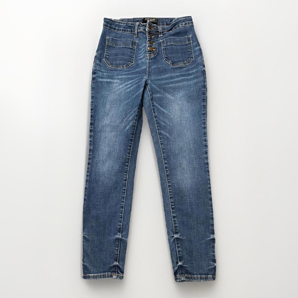 Judy Blue Jeans 9/29 Skinny Fit High Rise Button Fly Medium Wash 28x25